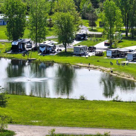Aerial View of Spacious RV Sites at Hidden Ponds RV Resort