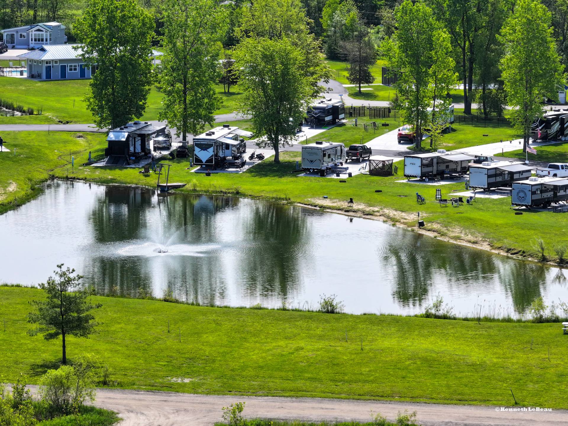 Aerial View of Spacious RV Sites at Hidden Ponds RV Resort