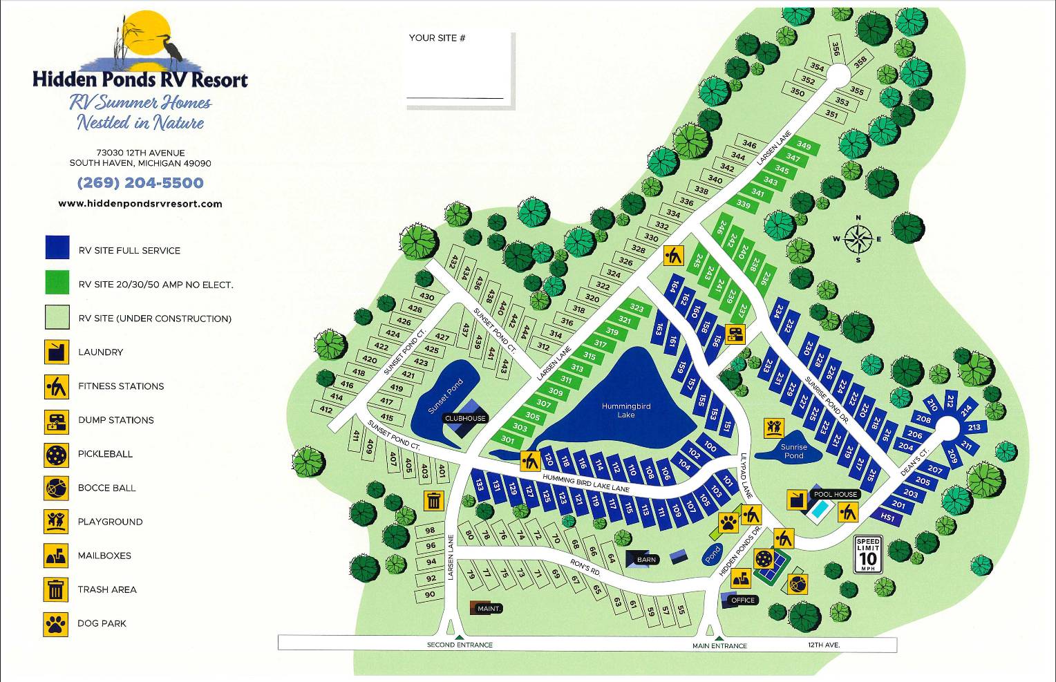 Hidden Ponds RV Resort Map